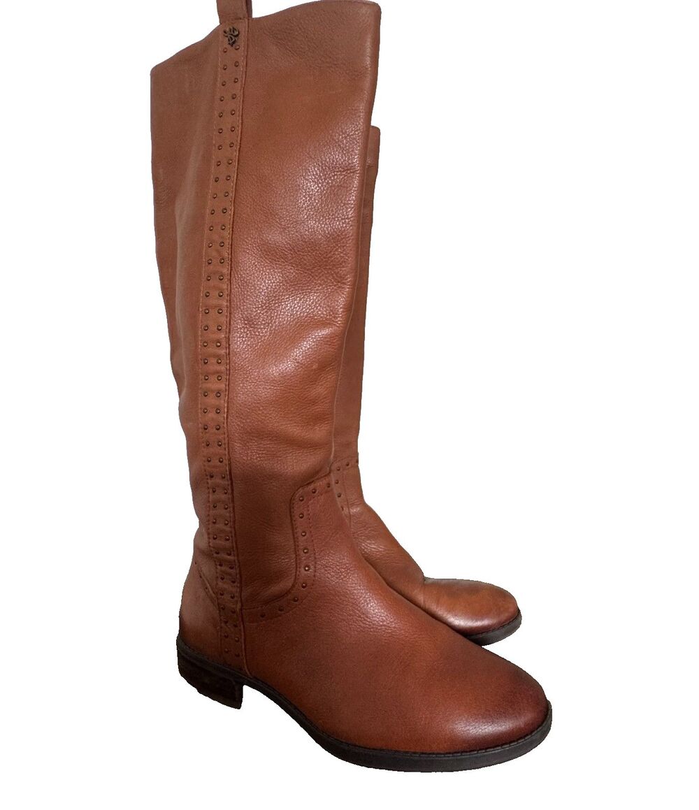 Sam Edelman Leather Knee High Riding Boots Brown Studded Women's Size 9